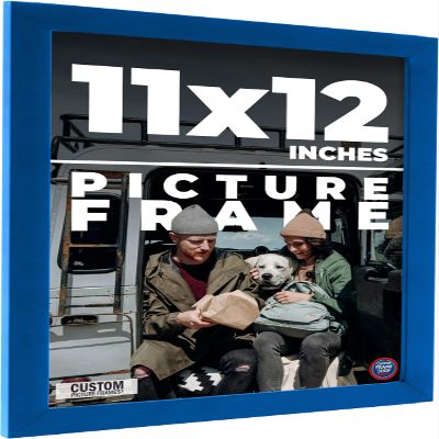 11x12 Frame Blue Indigo Solid Wood Picture Frame Width 0.75 Inches | Interior Depth 0.625 Inches | Indigo Cielo Contemporary Frame | Complete with UV Acrylic, Foam Board Backing & Hanging Hardware