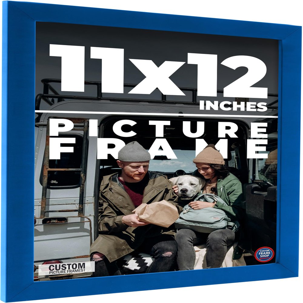 11x12 Frame Blue Indigo Solid Wood Picture Frame Width 0.75 Inches | Interior Depth 0.625 Inches | Indigo Cielo Contemporary Frame | Complete with UV Acrylic, Foam Board Backing & Hanging Hardware