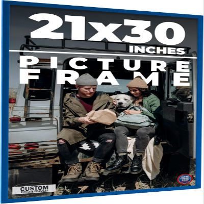 21x30 Frame Blue Indigo Solid Wood Picture Frame Width 0.75 Inches | Interior Depth 0.625 Inches | Indigo Cielo Contemporary Frame | Complete with UV Acrylic, Foam Board Backing & Hanging Hardware