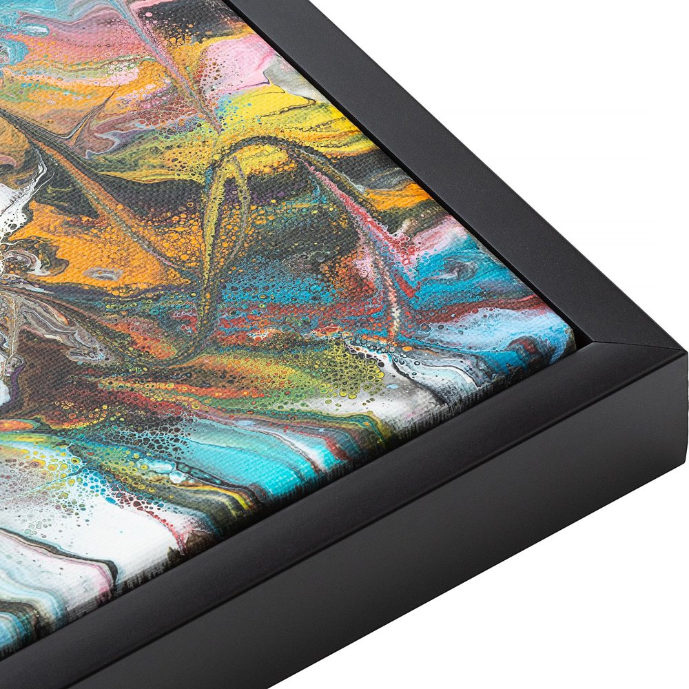 10x10 Canvas Floater Frame Black Solid Wood Picture Frame Width 1.75 Inches | Interior Frame Depth 1.25 Inches | Asher Contemporary Canvas Frame Complete with Hanging Hardware