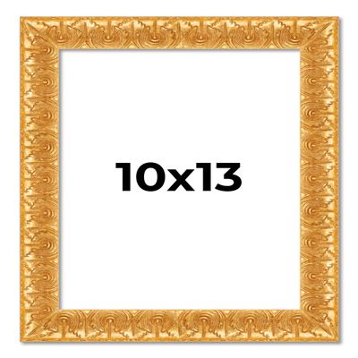 10x13 Frame Gold Baroque Antique Solid Wood Picture Frame Width 1.625 Inches | Interior Frame Depth 0.625 Inches | Alodia Ornate Photo Frame Complete with UV Acrylic, Foam Board Backing & Hanging