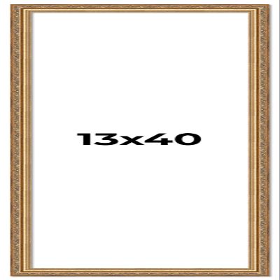 13x40 Frame Gold Solid Wood Picture Frame Width 1.25 Inches | Interior Frame Depth 0.375 Inches | Warwick Metallic Photo Frame Complete with UV Acrylic, Foam Board Backing & Hanging Hardware