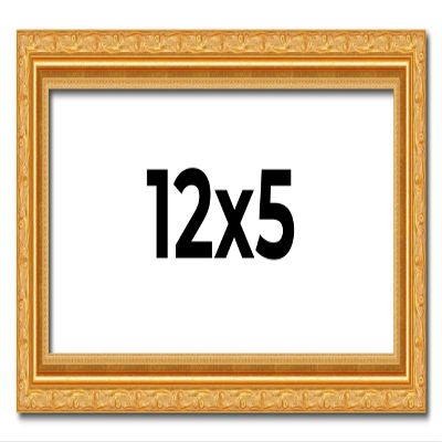 12x5 Frame Gold Ornate Solid Wood Picture Frame | 1.125 Inch Moulding Width | Chadwick Traditional Frame Complete with UV Acrylic Plexiglass, Foam Board Backing & Hanging Hardware