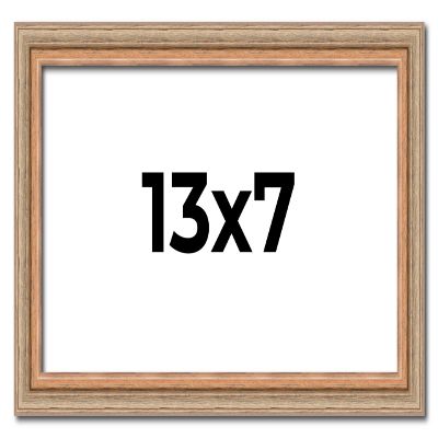 CustomPictureFrames.com 13x7 Frame Brown 60's Wooden Cabinet Solid Wood Picture Frame | 1 Inch Moulding Width | Complete with UV Acrylic Plexiglass, Foam Board Backing & Hanging Hardware