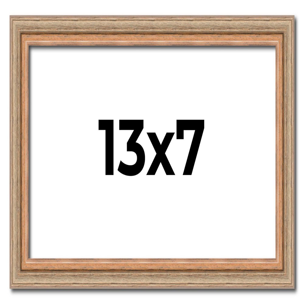 CustomPictureFrames.com 13x7 Frame Brown 60's Wooden Cabinet Solid Wood Picture Frame | 1 Inch Moulding Width | Complete with UV Acrylic Plexiglass, Foam Board Backing & Hanging Hardware