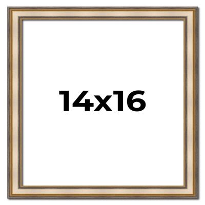 14x16 Frame Silver Solid Wood Picture Frame Width 1.25 Inches | Interior Frame Depth 0.375 Inches | Frey Traditional Photo Frame Complete with UV Acrylic, Foam Board Backing & Hanging Hardware