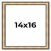 14x16 Frame Silver Solid Wood Picture Frame Width 1.25 Inches | Interior Frame Depth 0.375 Inches | Frey Traditional Photo Frame Complete with UV Acrylic, Foam Board Backing & Hanging Hardware view 1