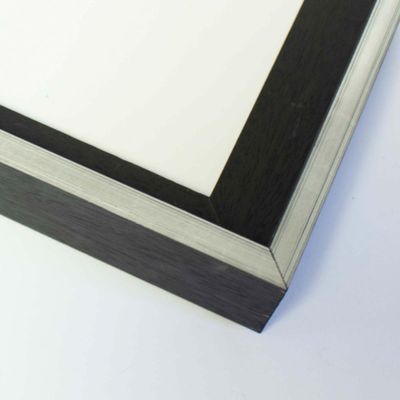 11x8 Canvas Frame Black & Silver Solid Wood Floater Frame Width 1.5 Inches | Interior Frame Depth 1 9/16 Inches | Sebastian Contemporary Canvas Frame Complete with Canvas Clips & Hanging Hardware