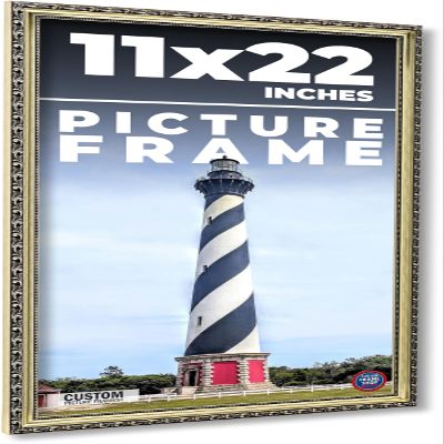 11x22 Frame Ornate Silver Solid Wood Picture Frame Width 1.125 Inches | Interior Depth 0.375 Inches | Willrick Traditional Frame with UV Acrylic Plexiglass, Foam Board Backing & Hanging Hardware