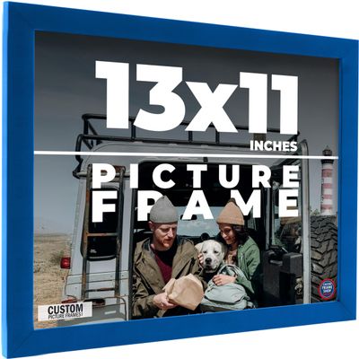 13x11 Frame Blue Indigo Solid Wood Picture Frame Width 0.75 Inches | Interior Depth 0.625 Inches | Indigo Cielo Contemporary Frame | Complete with UV Acrylic, Foam Board Backing & Hanging Hardware