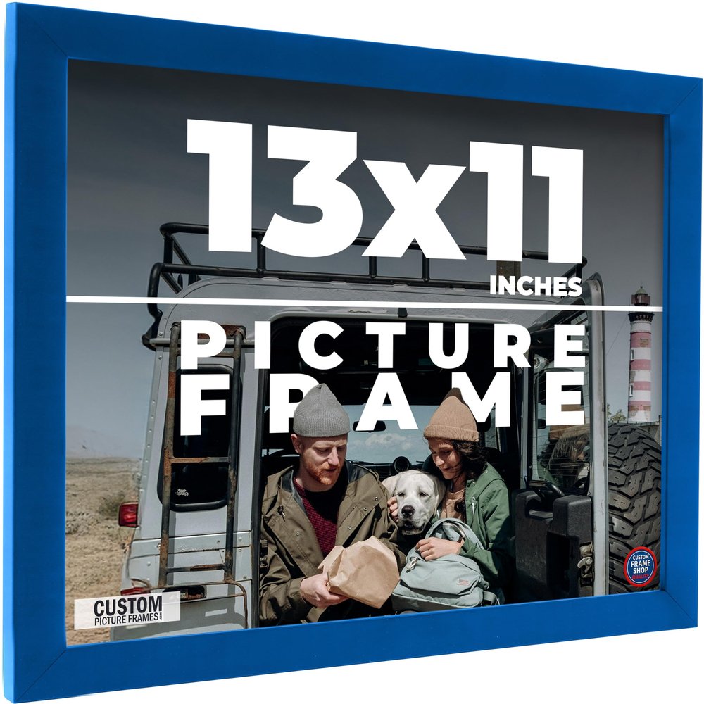13x11 Frame Blue Indigo Solid Wood Picture Frame Width 0.75 Inches | Interior Depth 0.625 Inches | Indigo Cielo Contemporary Frame | Complete with UV Acrylic, Foam Board Backing & Hanging Hardware