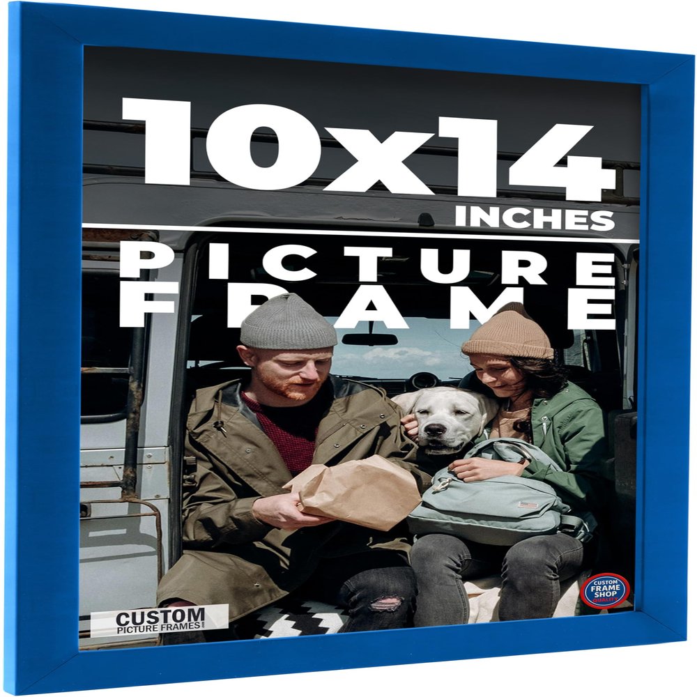 10x14 Frame Blue Indigo Solid Wood Picture Frame Width 0.75 Inches | Interior Depth 0.625 Inches | Indigo Cielo Contemporary Frame | Complete with UV Acrylic, Foam Board Backing & Hanging Hardware