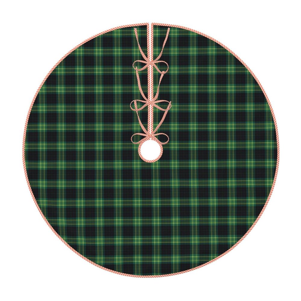 Christmas Tree Skirt 48" Clan Fitzpatrick Hunting Tartan Linen Xmas Tree Skirt for Holiday Party Christmas Tree Mat Decorations Indoor Outdoor