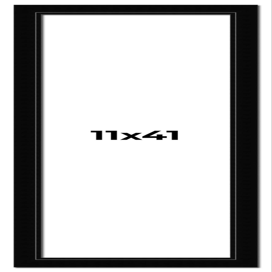 11x41 Frame Piano Black Solid Wood Picture Frame | 1.625 Inch Moulding Width | 0.6875 Inch Rabbet Depth | Complete with UV Acrylic Plexiglass, Foam Board Backing & Hanging Hardware