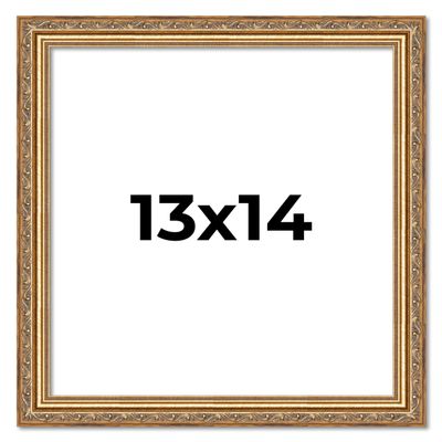 13x14 Frame Gold Solid Wood Picture Frame Width 1.25 Inches | Interior Frame Depth 0.375 Inches | Warwick Metallic Photo Frame Complete with UV Acrylic, Foam Board Backing & Hanging Hardware