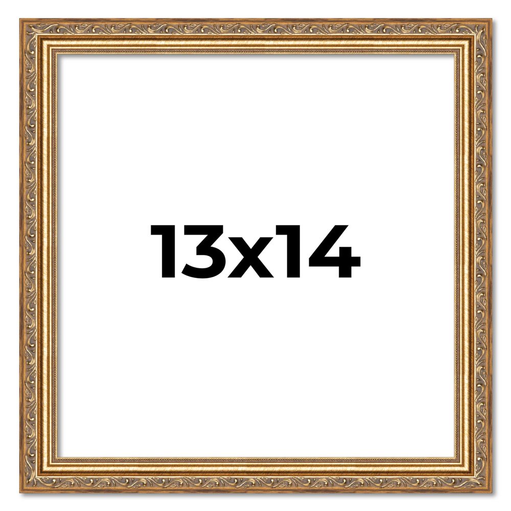 13x14 Frame Gold Solid Wood Picture Frame Width 1.25 Inches | Interior Frame Depth 0.375 Inches | Warwick Metallic Photo Frame Complete with UV Acrylic, Foam Board Backing & Hanging Hardware