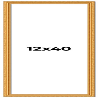 12x40 Frame Gold Ornate Solid Wood Picture Frame | 1.125 Inch Moulding Width | Chadwick Traditional Frame Complete with UV Acrylic Plexiglass, Foam Board Backing & Hanging Hardware