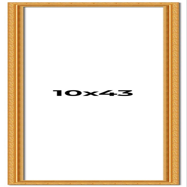 10x43 Frame Gold Ornate Solid Wood Picture Frame | 1.125 Inch Moulding Width | Chadwick Traditional Frame Complete with UV Acrylic Plexiglass, Foam Board Backing & Hanging Hardware