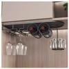 Black Wine Glass Holder Metal Multifunctional Under Cabinet Wine Glass Rack Holds Goblets Mugs Glasses Wine Bottles Upside Down Wine Glass Rack For Bar Kitchen Cabinet 4 Sizes ( Color : Black , Size : view 1