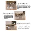 Black Wine Glass Holder Metal Multifunctional Under Cabinet Wine Glass Rack Holds Goblets Mugs Glasses Wine Bottles Upside Down Wine Glass Rack For Bar Kitchen Cabinet 4 Sizes ( Color : Black , Size : view 3