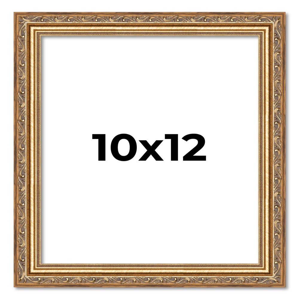 10x12 Frame Gold Solid Wood Picture Frame Width 1.25 Inches | Interior Frame Depth 0.375 Inches | Warwick Metallic Photo Frame Complete with UV Acrylic, Foam Board Backing & Hanging Hardware