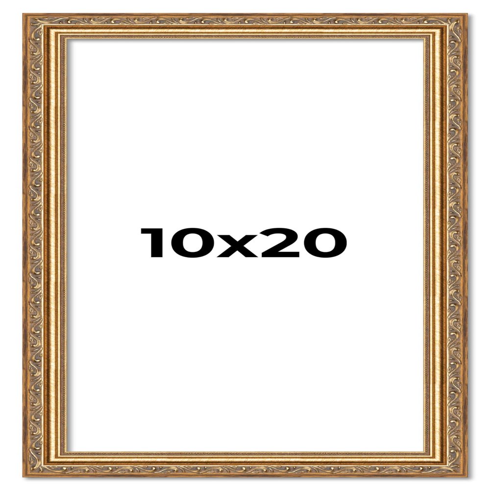 10x20 Frame Gold Solid Wood Picture Frame Width 1.25 Inches | Interior Frame Depth 0.375 Inches | Warwick Metallic Photo Frame Complete with UV Acrylic, Foam Board Backing & Hanging Hardware