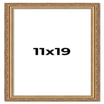 11x19 Frame Gold Solid Wood Picture Frame Width 1.25 Inches | Interior Frame Depth 0.375 Inches | Warwick Metallic Photo Frame Complete with UV Acrylic, Foam Board Backing & Hanging Hardware