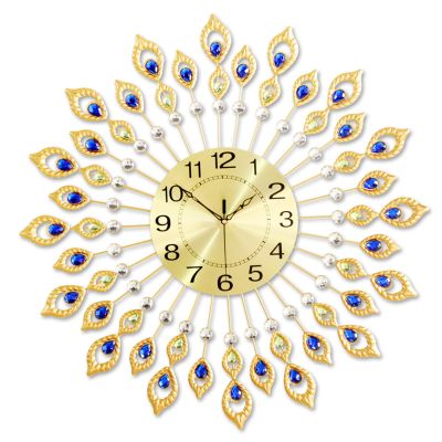 Large Wall Clock for Living Room Decor Acrylic Flash Diamond Modern Kitchen Big Wall Clock for Bedroom Silent Giant Decorative Office Non Ticking Metal Wall Clock Battery Operated Watch 25.5 in