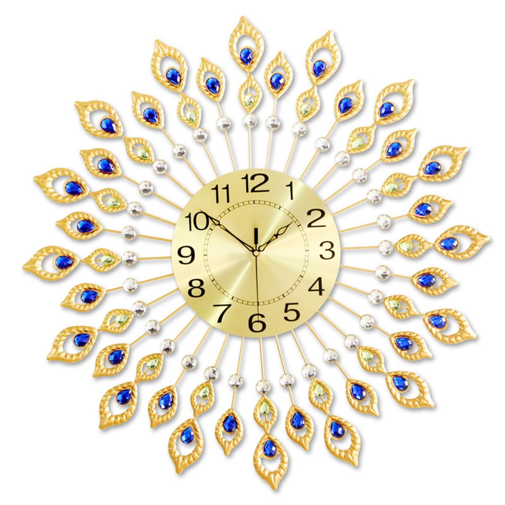 Large Wall Clock for Living Room Decor Acrylic Flash Diamond Modern Kitchen Big Wall Clock for Bedroom Silent Giant Decorative Office Non Ticking Metal Wall Clock Battery Operated Watch 25.5 in