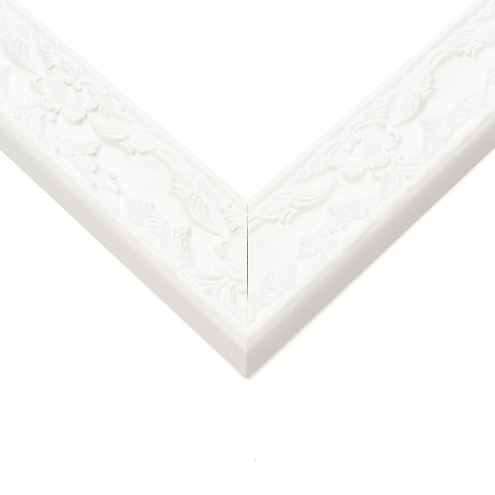 10x23 Frame White Solid Wood Picture Frame Width 1.75 Inches | Interior Depth 0.375 Inches | Guiliano White Traditional Photo Frame Complete with UV Acrylic, Foam Board Backing & Hanging Hardware