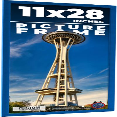 11x28 Frame Blue Indigo Solid Wood Picture Frame Width 0.75 Inches | Interior Depth 0.625 Inches | Indigo Cielo Contemporary Frame | Complete with UV Acrylic, Foam Board Backing & Hanging Hardware
