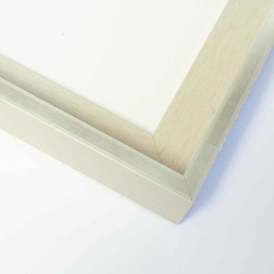 10x43 Canvas Frame Silver & White Solid Wood Floater Frame Width 1.5 Inches | Interior Frame Depth 1 9/16 Inches | Phila Contemporary Canvas Frame Complete with Canvas Clips & Hanging Hardware