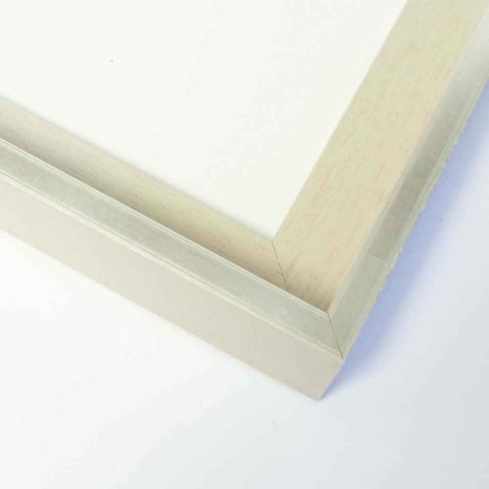 10x43 Canvas Frame Silver & White Solid Wood Floater Frame Width 1.5 Inches | Interior Frame Depth 1 9/16 Inches | Phila Contemporary Canvas Frame Complete with Canvas Clips & Hanging Hardware
