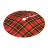 Christmas Tree Skirt 30" Bright Red and Lime Christmas Plaid Pattern Linen Xmas Tree Skirt for Holiday Party Christmas Tree Mat Decorations Indoor Outdoor view 2