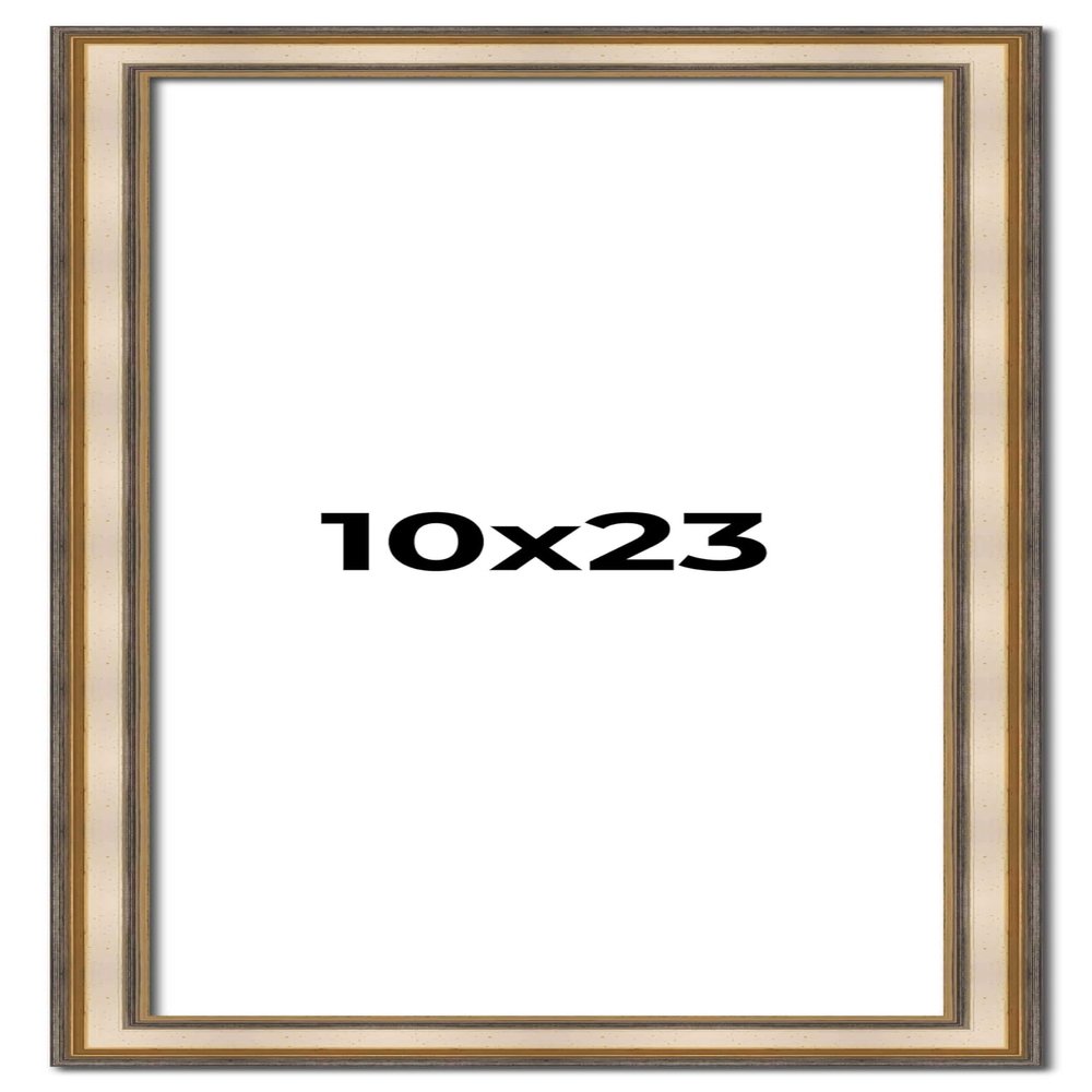 10x23 Frame Silver Solid Wood Picture Frame Width 1.25 Inches | Interior Frame Depth 0.375 Inches | Frey Traditional Photo Frame Complete with UV Acrylic, Foam Board Backing & Hanging Hardware
