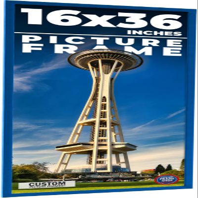 16x36 Frame Blue Indigo Solid Wood Picture Frame Width 0.75 Inches | Interior Depth 0.625 Inches | Indigo Cielo Contemporary Frame | Complete with UV Acrylic, Foam Board Backing & Hanging Hardware