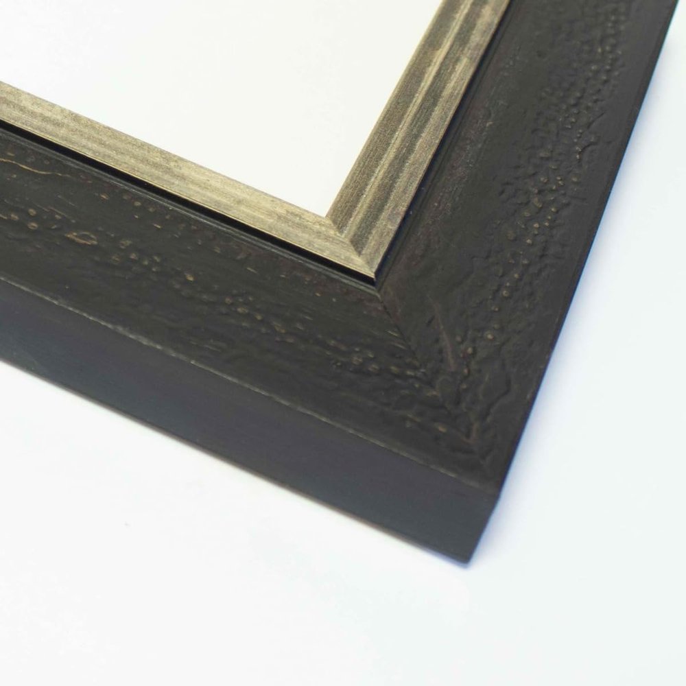 10x14 Frame Black & Gold Solid Wood Picture Frame Width 1.75 Inches | Interior Depth 0.5625 Inches | Nestor Traditional Photo Frame Complete with UV Acrylic, Foam Board Backing & Hanging Hardware