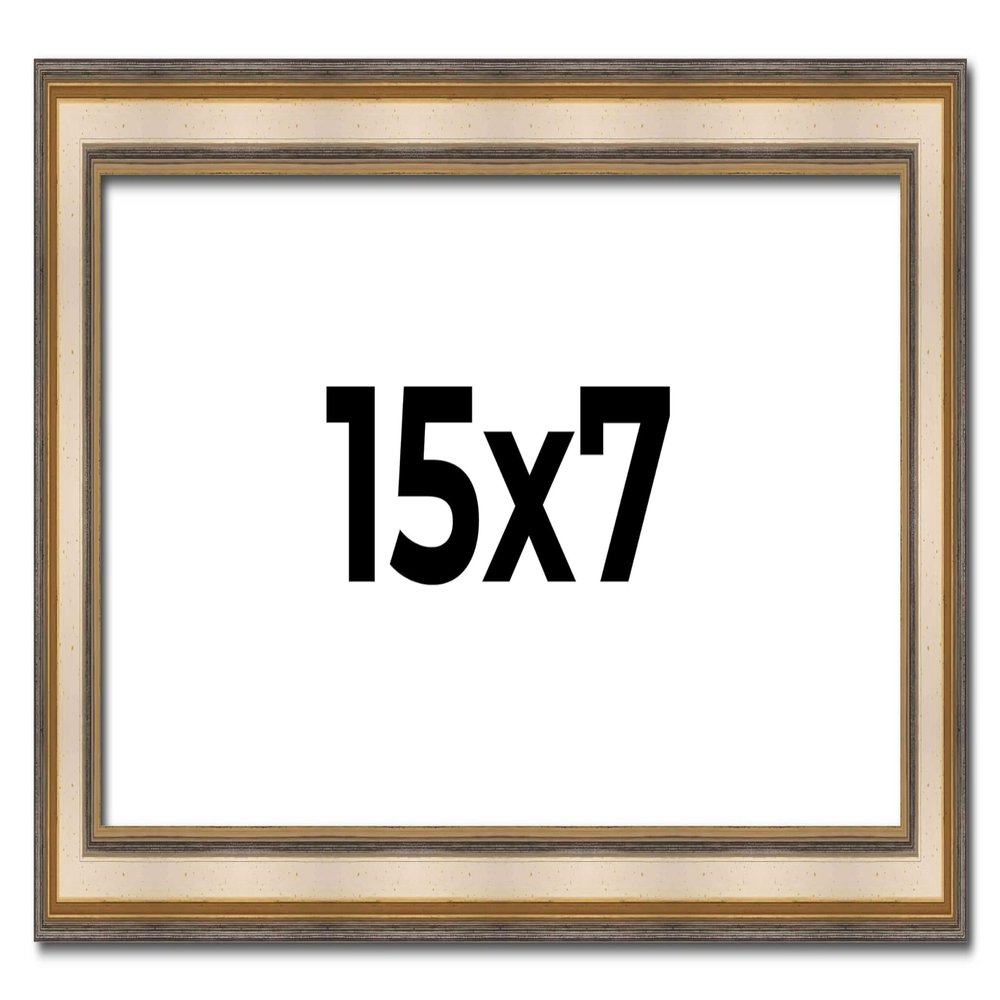 15x7 Frame Silver Solid Wood Picture Frame Width 1.25 Inches | Interior Frame Depth 0.375 Inches | Frey Traditional Photo Frame Complete with UV Acrylic, Foam Board Backing & Hanging Hardware