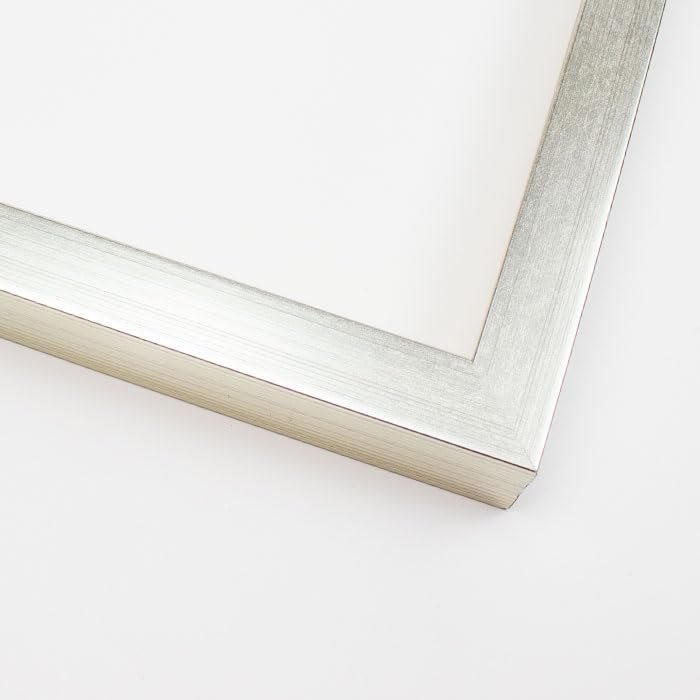 10x48 Frame Silver Solid Wood Picture Frame Width 0.75 Inches | Interior Frame Depth 15/16 Inches | Aubin Industrial Photo Frame Complete with UV Acrylic, Foam Board Backing & Hanging Hardware