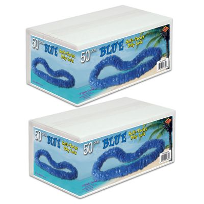 Beistle Soft-Twist Poly Leis 100 Pack, Blue Plastic Hawaiian Necklaces, One Size Fits Most Adults, Tropical Luau Party Accessories, Island Theme Wearables, Beach Celebration Favors