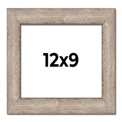 12x9 Frame Brown Solid Wood Picture Frame Width 2 Inches | Interior Frame Depth 0.6875 Inches | Vesta Rustic Photo Frame Complete with UV Acrylic, Foam Board Backing & Hanging Hardware