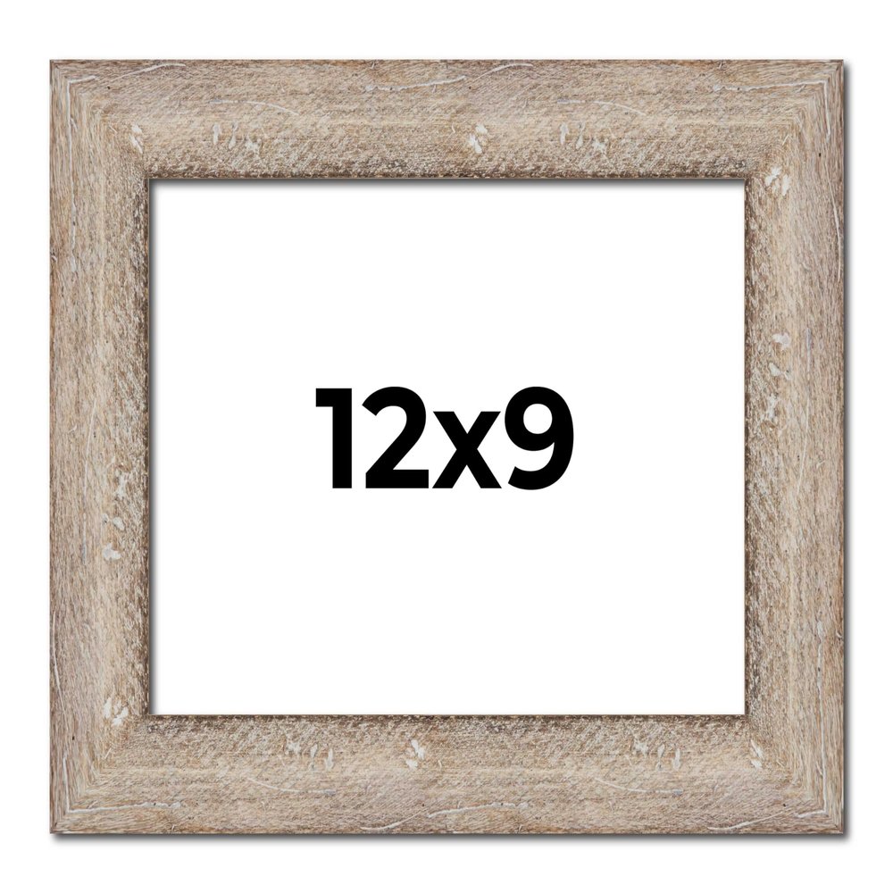 12x9 Frame Brown Solid Wood Picture Frame Width 2 Inches | Interior Frame Depth 0.6875 Inches | Vesta Rustic Photo Frame Complete with UV Acrylic, Foam Board Backing & Hanging Hardware