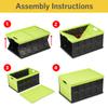 Glad Collapsible Storage Bin with Lid - 48L Foldable Plastic Box for Garage, Car Trunk, and Organization - Stackable Lidded Container with Handles, Green view 3