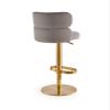 DWILKE Velvet Gold Adjustable Heigh Island Bar Chairs Counter Height Bar Stools Set of 2 Swivel Barstools with Backs Round Upholstered Seat for Pubs, Kitchen Restaurant (Color : Gray) view 2