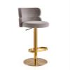 DWILKE Velvet Gold Adjustable Heigh Island Bar Chairs Counter Height Bar Stools Set of 2 Swivel Barstools with Backs Round Upholstered Seat for Pubs, Kitchen Restaurant (Color : Gray) view 3