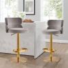 DWILKE Velvet Gold Adjustable Heigh Island Bar Chairs Counter Height Bar Stools Set of 2 Swivel Barstools with Backs Round Upholstered Seat for Pubs, Kitchen Restaurant (Color : Gray) view 4