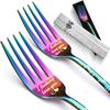 2Pcs Dinner Forks Funny Tableware Engraved with I Forking Love You, 8" Stainless Steel Forks Silverware Set, Birthday Valentine's Day Gift for Women Boyfriend Girlfriend Husband Wife (Rainbow) view 1