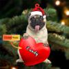 Christmas Dog Lovers- Pug Dog Heart, Personalized Shaped Ornament - Custom Your Dog's Name, Gifts for Christmas Tree Decor, Birthday, Christmas, Men, Women view 2