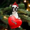 Christmas Dog Lovers- Boston Terrier Black Dog Heart, Personalized Shaped Ornament - Custom Your Dog's Name, Gifts for Christmas Tree Decor, Birthday, Christmas, Men, Women view 1