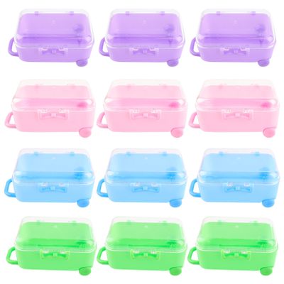 AUEAR, 12 Pack Mini Suitcase Boxes Plastic Candy Small Reception Gift Travel Case for Wedding Party Decoration (4 Colors)